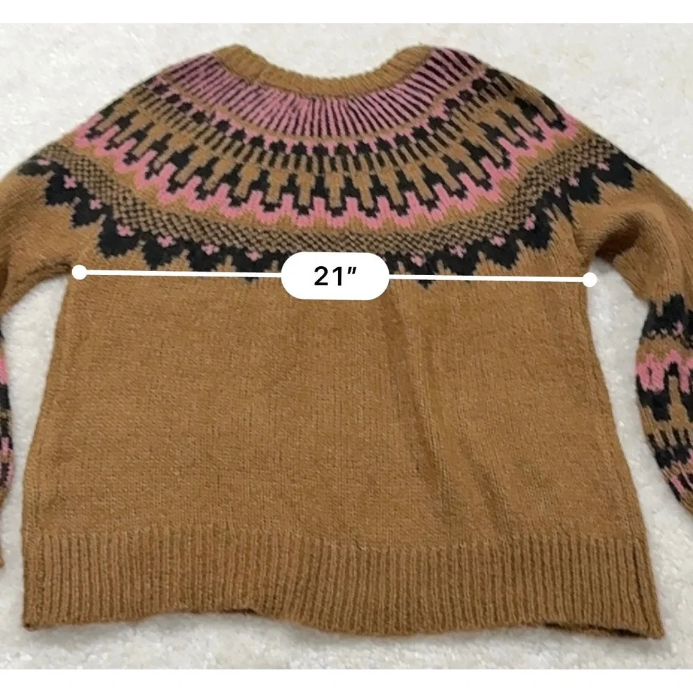 Knox Rose Sweater Womens XL Brown Fair Isle Knit Long Sleeve Crewneck 316033327